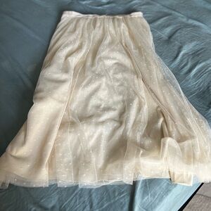Needle & Thread Tulle Midi Skirt, Cream/champagne, Size 10 (US)